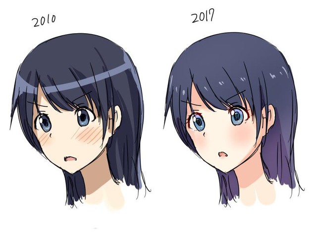  Sự thay đổi trong cách vẽ anime từ năm 2010 tới năm 2017. 