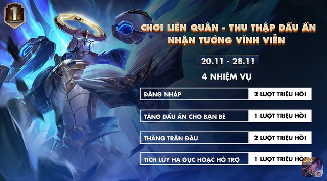 Liên Quân Mobile: Nhân dịp sinh nhật, NPH tạo event nhằm tặng cho mỗi tài khoản một tướng vĩnh viễn