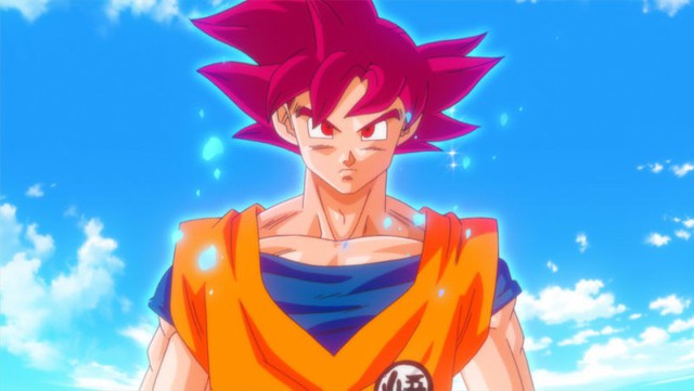  Khi Goku đạt tới trạng thái Thần của người Saiyan là Super Saiyan God, mái tóc của anh Khỉ chuyển hẳn sang màu đỏ rực rỡ 