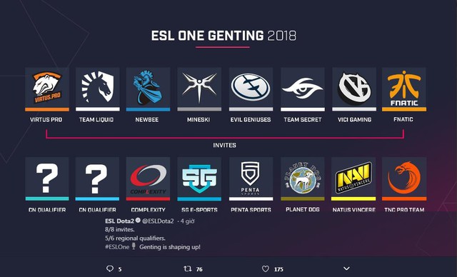 DOTA 2: Hủy diệt Empire, Na`Vi giành suất tới ESL Genting 2018 Lan Final