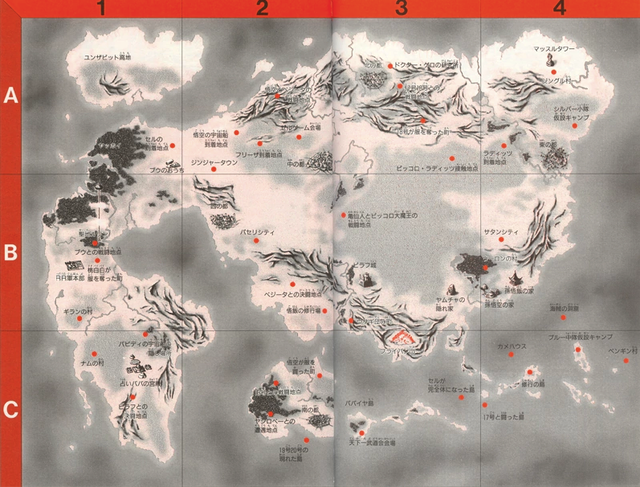 Bản đồ tiếng Nhật, được chia ra làm các khu vực ô vuông nhỏ 