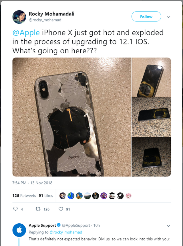 iPhone X phát nổ sau khi cập nhật lên iOS 12.1, Apple lập tức điều tra - Ảnh 1.