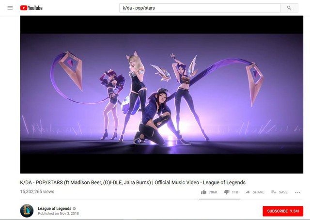 MV POP/STARS của K/DA phá kỷ lục lượt xem trên Youtube, cán mốc 15,3 triệu view trong chưa đầy 3 ngày - Ảnh 1.
