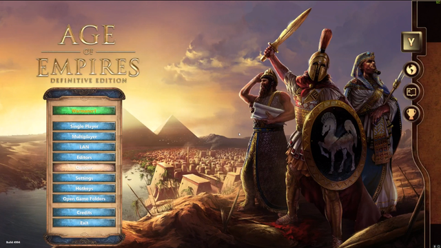  Giao diện chính của Age of Empires: Definitive Edition. Có một điểm đặc biệt là Microsoft đã bổ sung thêm Tiếng Việt vào hệ thống ngôn ngữ của game. Các bạn có thể chuyển từ tiếng Anh sang tiếng Việt (hoặc ngược lại) trong phần cài đặt. 