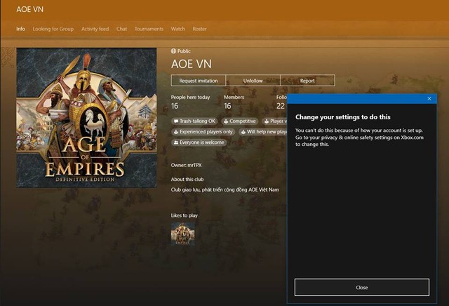  Với hệ thống Xbox Live, các tính năng về cộng đồng của AoE DE sẽ phát triển cực mạnh. Giờ đây, chỉ cần ngồi ở nhà, các bạn đã có thể tham gia vào các nhóm, hội, các giải đấu và sự kiện online... 