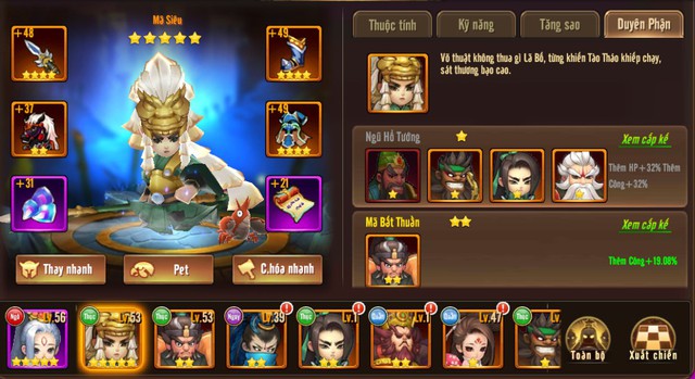 Tiểu Tiểu Ngũ Hổ Tướng: Full combo Pet, Trang bị, Phù cho team nông dân Thục Quốc late game