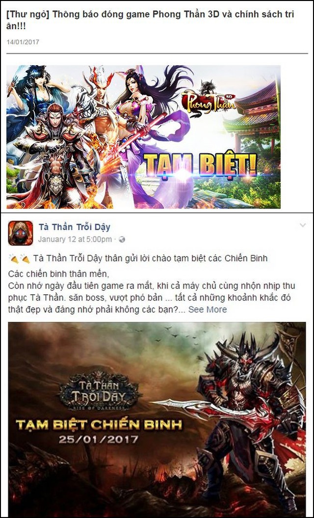  Riêng tính trong tháng 01/2017, đã có tới 08 game online phải chia tay cộng đồng 