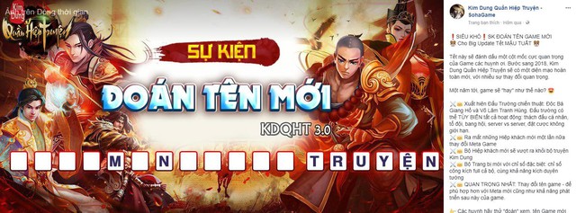BQT Kim Dung Quần Hiệp Truyện làm hẳn Event dự đoán tên mới cho game