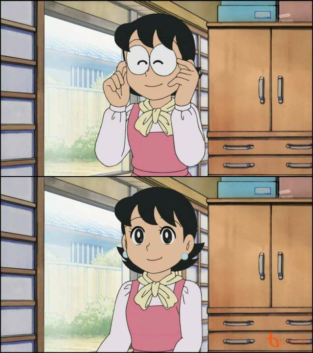  Mẹ của Nobita bỏ kính ra trông rất giống với Xuka. 