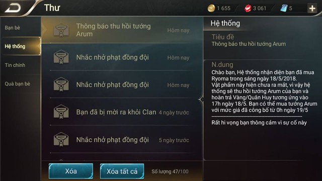  Quá trình thu hồi vật phẩm mới diễn ra chỉ sau vài giờ, ai dùng loại tiền nào để mua Arum sẽ được trả lại chính số tiền đó. 