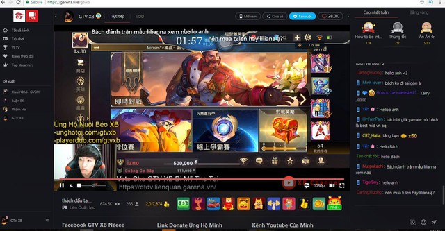 Ngoài sản xuất video cho kênh Youtube, XB còn làm cả streamer Liên Quân Mobile trên nền tảng Garena Live.