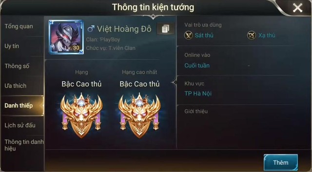  Account rank Cao Thủ có tên Việt Hoàng Đỗ. 