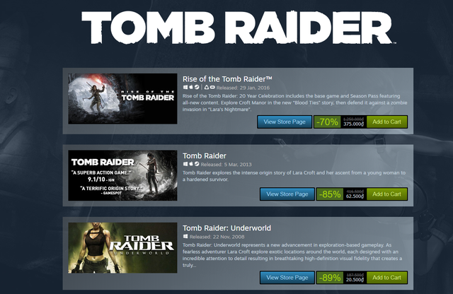 [Siêu khuyến mại] Series Tomb Raider đồng loạt giảm giá, game rẻ chỉ bằng 