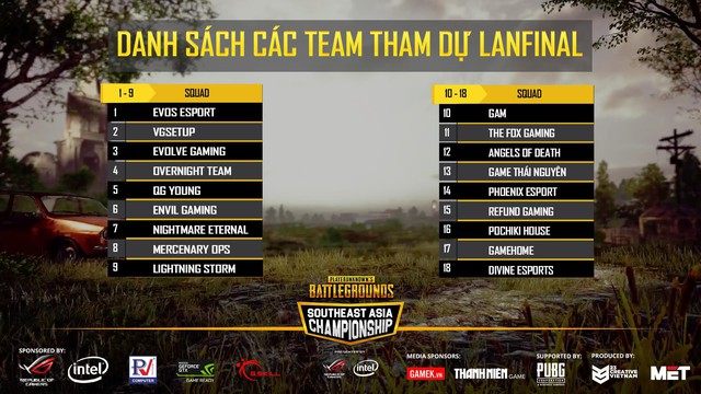 4 team Việt Nam nào sẽ tham dự giải đấu PUBG Đông Nam Á tại Thái Lan?