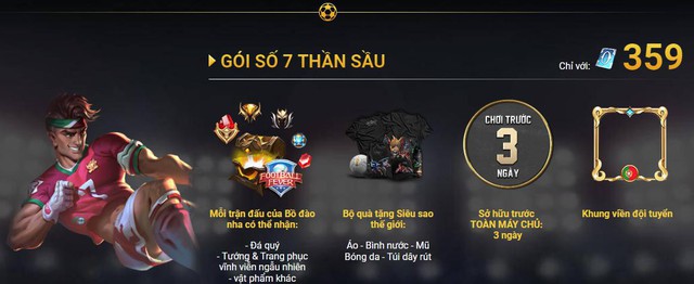  Ở server Việt Nam, game thủ Liên Quân Mobile phải nạp tiền mua skin đề tài bóng đá chứ không được tặng miễn phí. 