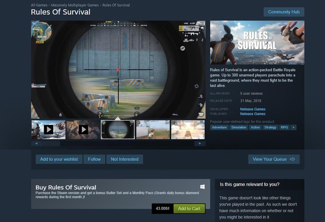 Quá hấp tấp xuất hiện trên Steam, Rules of Survival đã nhận thất bại nặng nề nhất từ trước đến giờ