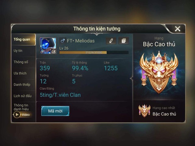 5ting - Clan cày tỷ lệ thắng toàn 99 - 100% trong Liên Quân Mobile