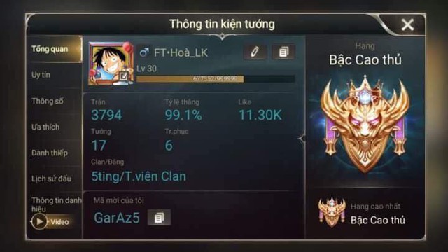 5ting - Clan cày tỷ lệ thắng toàn 99 - 100% trong Liên Quân Mobile