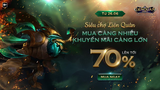 Liên Quân Mobile: Giá tướng và skin giảm tới 70%, game thủ vớ bẫm