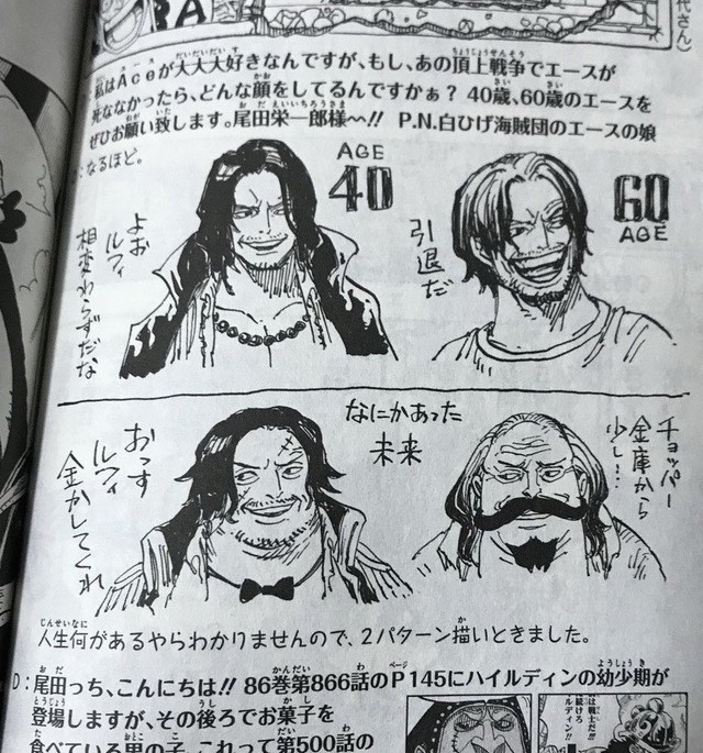 Tác giả One Piece hé lộ tạo hình của Luffy và Ace phiên bản bô lão - Ảnh 2.