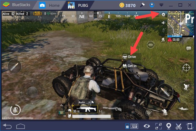 Tìm kiếm xe và di chuyển trong PUBG Mobile trên Bluestacks