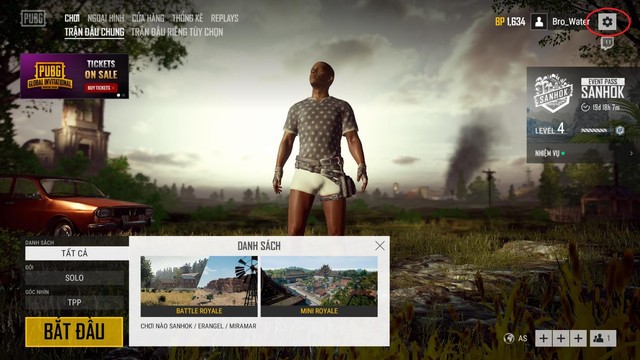 Màn hình chính của PUBG và những tính năng mà bạn cần chú ý