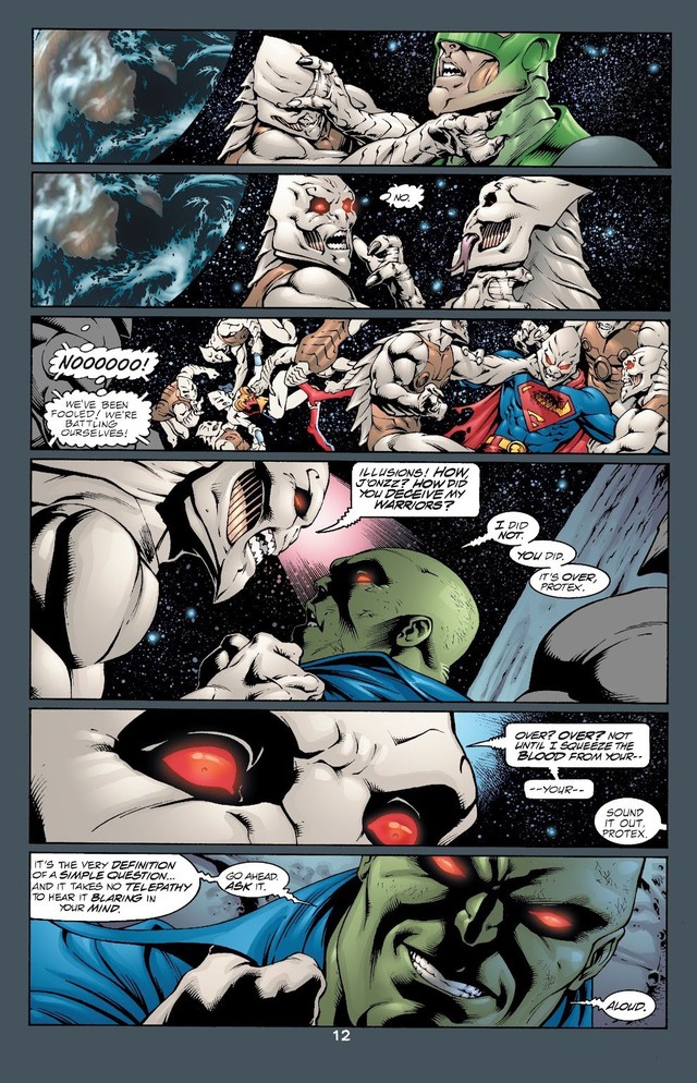  Jonn mạnh hơn đa số đồng loại, kể cả so với các White Martian. Anh từng biến cả đám White Martian thành 1 đàn lừa (JLA #56 -> #58) 