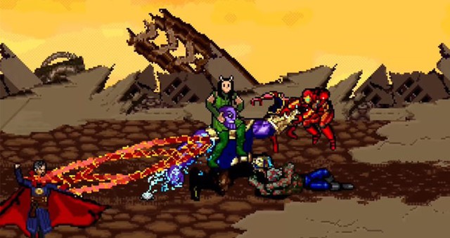 Cuộc chiến với Thanos trong Infinity War được tái hiện lại dưới dạng trò chơi 16-Bit cực chất - Ảnh 2.