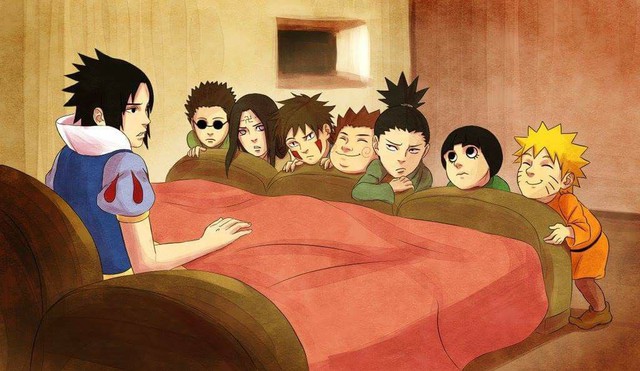 Chết cười với hình ảnh Sasuke hóa thân thành công chúa xinh đẹp trong Nàng Bạch Tuyết và Bảy Chú lùn phiên bản Naruto - Ảnh 3.