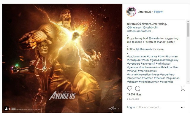 Captain Marvel hạ gục Thanos bằng một đấm: Điều chỉ thấy trên poster của fan - Ảnh 1.