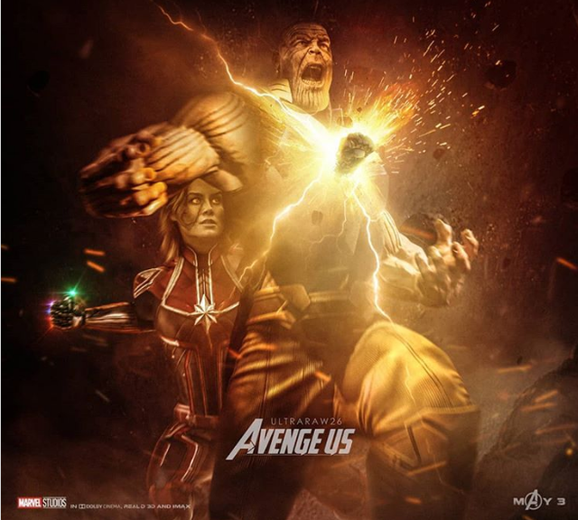 Captain Marvel hạ gục Thanos bằng một đấm: Điều chỉ thấy trên poster của fan - Ảnh 2.