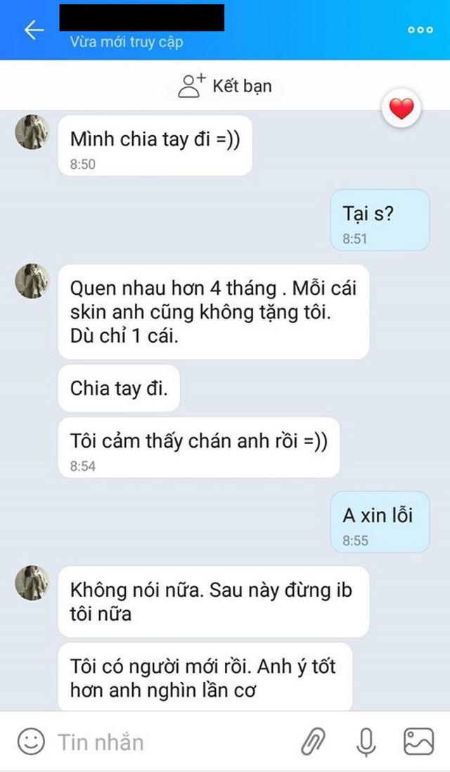 Chia tay người yêu vì không được tặng skin - Lý do dứt tình siêu cấp vô địch vũ trụ của game thủ... - Ảnh 1.