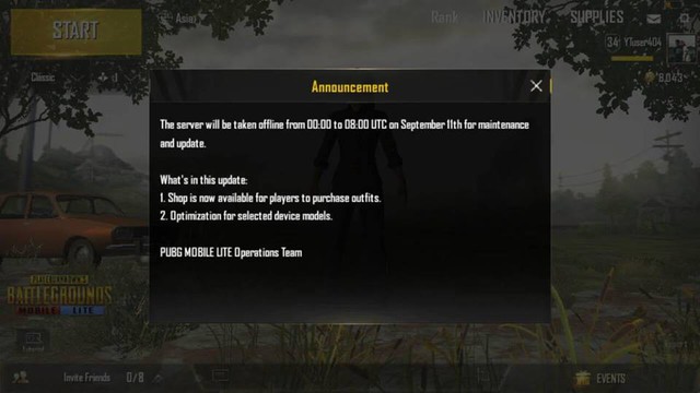 PUBG Mobile Lite bảo trì 8 tiếng, thêm Shop và bắt đầu hút máu - Ảnh 2.