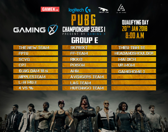 Công bố bảng thi đấu giải Gaming X – PUBG CHAMPIONSHIP SERIES 1, cuối tuần này là các team đoạt 30 triệu đồng rồi