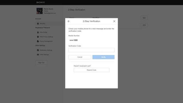  Lựa chọn tính năng xác minh với Play Station 4 