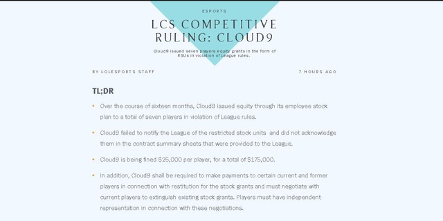 LMHT: Cloud9 bị Riot Games phạt tập thể hơn 14 tỷ đồng vì phạm luật - Ảnh 1.