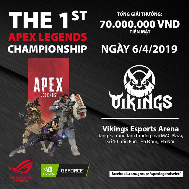 2 ông lớn Asus ROG và Nvidia công bố giải Apex Legends đầu tiên tại Việt Nam, giải thưởng khủng 70 triệu đồng tiền mặt - Ảnh 1. 2 ông lớn Asus ROG và Nvidia công bố giải Apex Legends đầu tiên tại Việt Nam, giải thưởng khủng 70 triệu đồng tiền mặt - Ảnh 1.