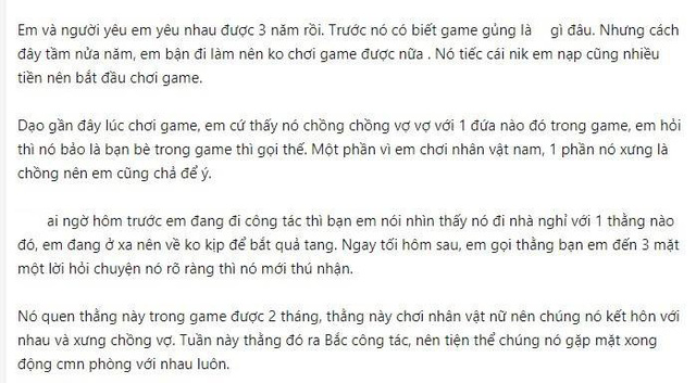 Đắng lòng cô gái gặp chồng trong game liền cắm sừng người yêu rồi coi đó chỉ là tai nạn - Ảnh 1.