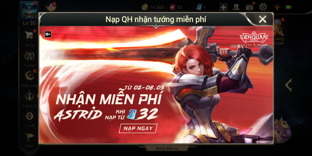 Liên Quân Mobile: Garena tặng khuyến mãi đấu sĩ gần như tuyệt chủng là Astrid cho game thủ - Ảnh 2. Liên Quân Mobile: Garena tặng khuyến mãi đấu sĩ gần như tuyệt chủng là Astrid cho game thủ - Ảnh 2.