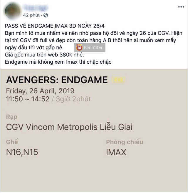 Đã xuất hiện vé chợ đen Avengers: Endgame tại Việt Nam với giá 300k - Ảnh 5.