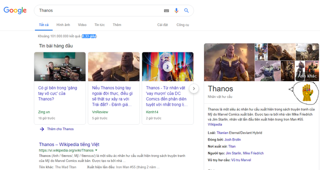 Đến cả Google Search cũng chịu sự ảnh hưởng của Găng tay vô cự trong Avengers: Endgame - Ảnh 1.