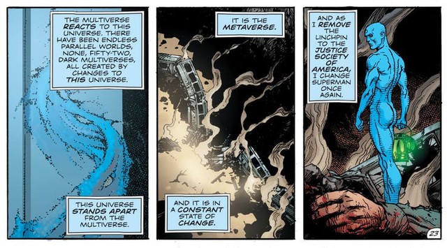Tại sao Dr. Manhattan, cựu siêu anh hùng sở hữu năng lựa tựa Chúa Trời lại muốn thay đổi đa vũ trụ DC? - Ảnh 4.