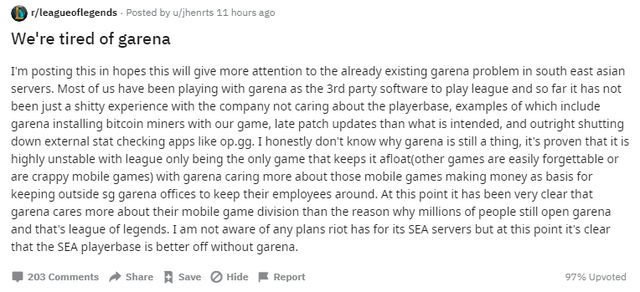 LMHT: Quá chán nản và mệt mỏi, game thủ Đông Nam Á đòi Riot dừng cấp quyền phát hành game cho Garena - Ảnh 1. LMHT: Quá chán nản và mệt mỏi, game thủ Đông Nam Á đòi Riot dừng cấp quyền phát hành game cho Garena - Ảnh 1.
