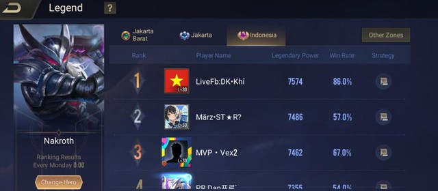 Liên Quân Mobile: Streamer Việt đạt Top 1 Thách Đấu Indonesia, đặt Quốc kỳ làm Avatar đầy tự hào - Ảnh 4. Liên Quân Mobile: Streamer Việt đạt Top 1 Thách Đấu Indonesia, đặt Quốc kỳ làm Avatar đầy tự hào - Ảnh 4.