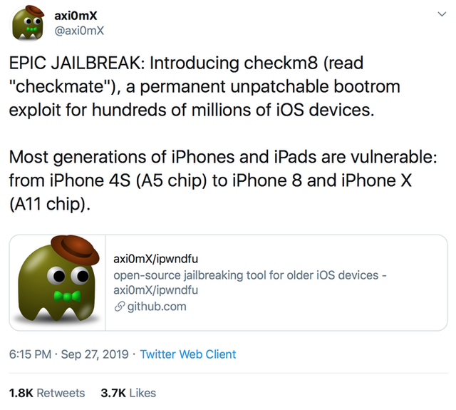 Phát hiện lỗ hổng nghiêm trọng cho phép jailbreak iPhone 4s đến iPhone X vĩnh viễn, Apple không thể vá được? - Ảnh 1. Phát hiện lỗ hổng nghiêm trọng cho phép jailbreak iPhone 4s đến iPhone X vĩnh viễn, Apple không thể vá được? - Ảnh 1.