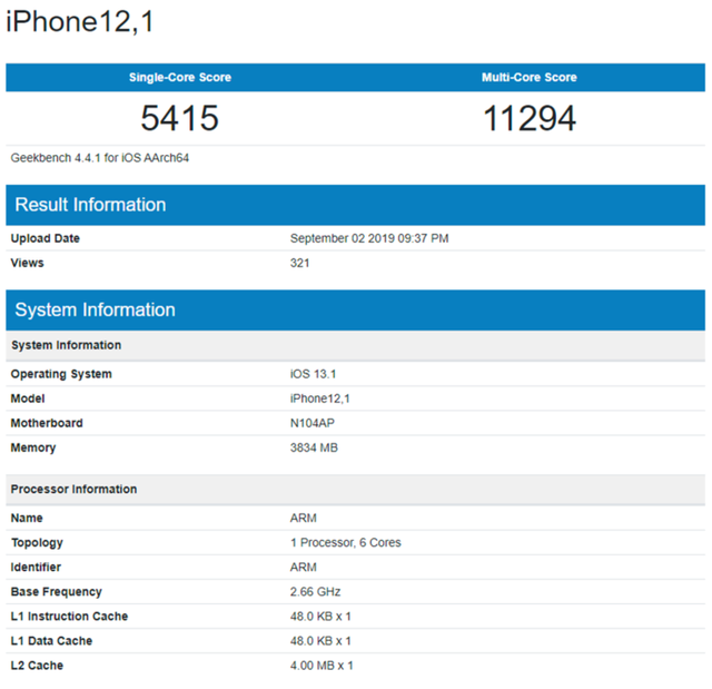 Lộ cấu hình và điểm hiệu năng của iPhone 11: CPU mới, RAM chỉ có 4GB - Ảnh 2. Lộ cấu hình và điểm hiệu năng của iPhone 11: CPU mới, RAM chỉ có 4GB - Ảnh 2.