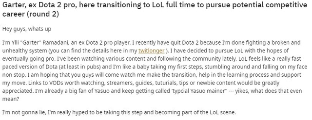 Cựu tuyển thủ chuyên nghiệp DOTA 2: Bỏ game vì cộng đồng quá nát, chuyển sang LMHT và là fan cứng Yasuo - Ảnh 3.