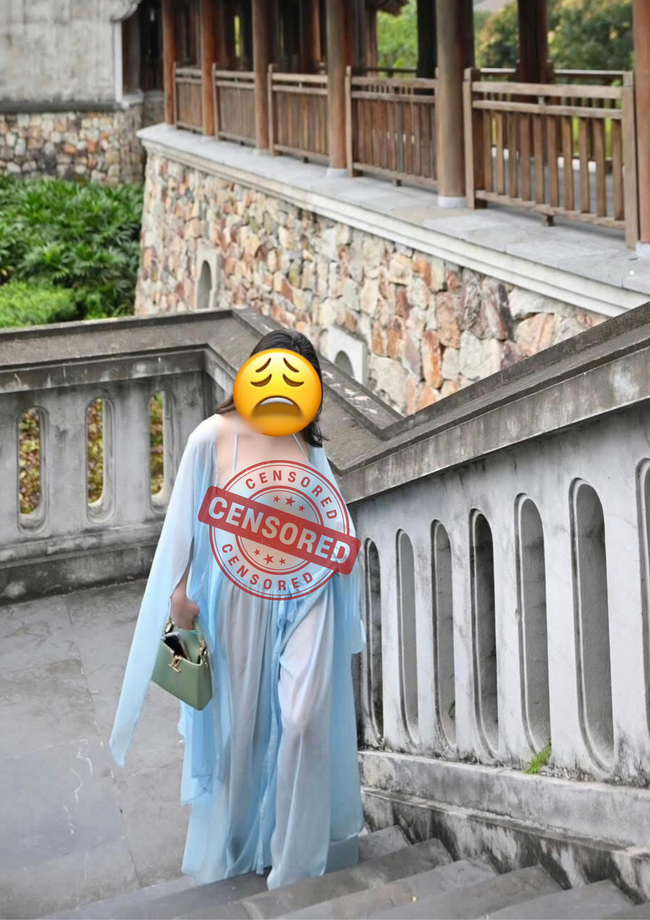 Phẫn nộ trước loạt ảnh "mát mẻ" của nữ du khách dưới chân núi Yên Tử, báo động tư duy sống ảo lệch lạc tại điểm đến tâm linh- Ảnh 1.