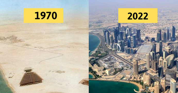 Bộ ảnh đáng kinh ngạc cho thấy sự phồn thịnh thần tốc chỉ sau 50 năm của Qatar - vương quốc đăng cai World Cup