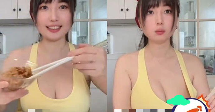 Làm clip ăn uống, nữ streamer gặp tai nạn "nhạy cảm", không kịp che chắn